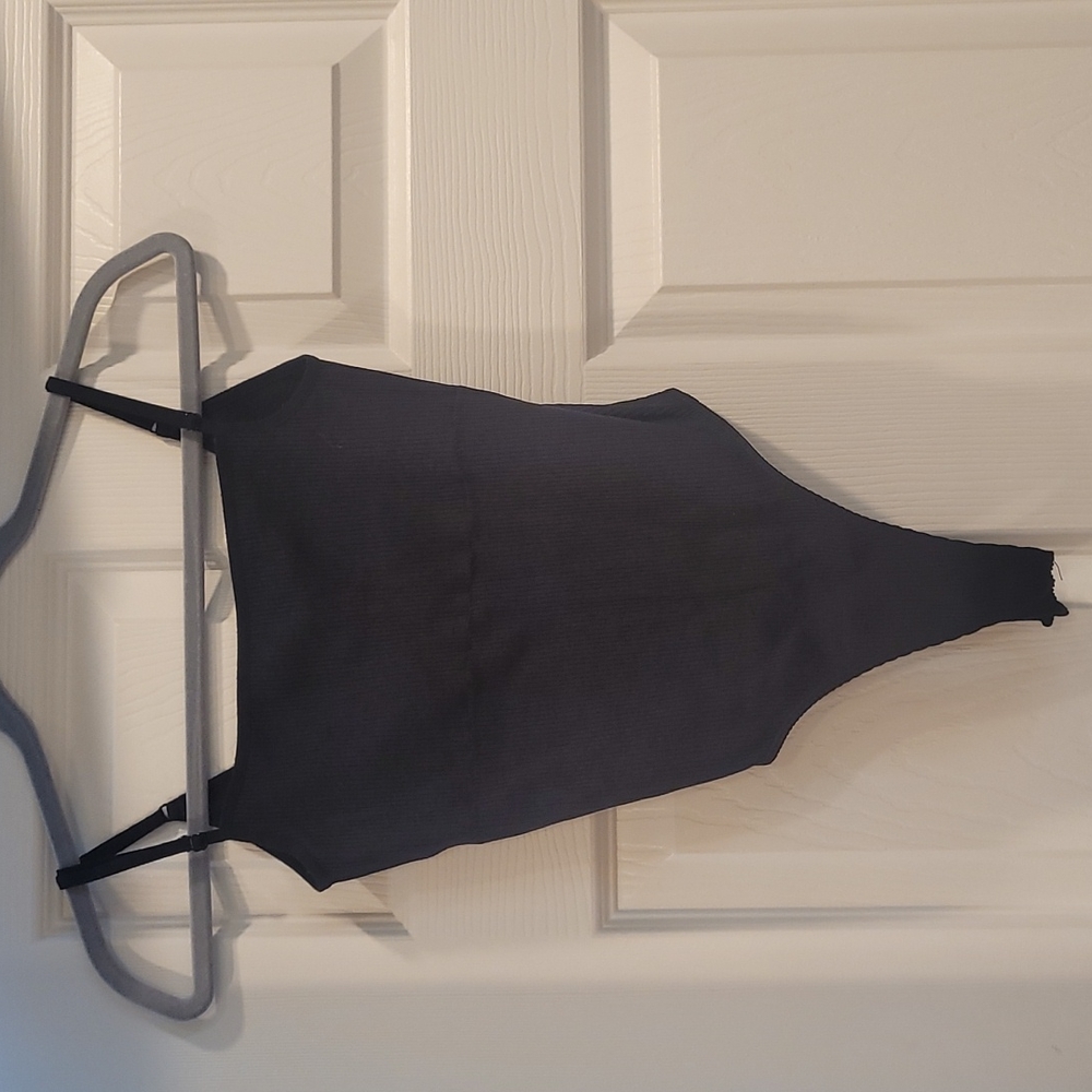 Tank top black bodysuit, snap bottom